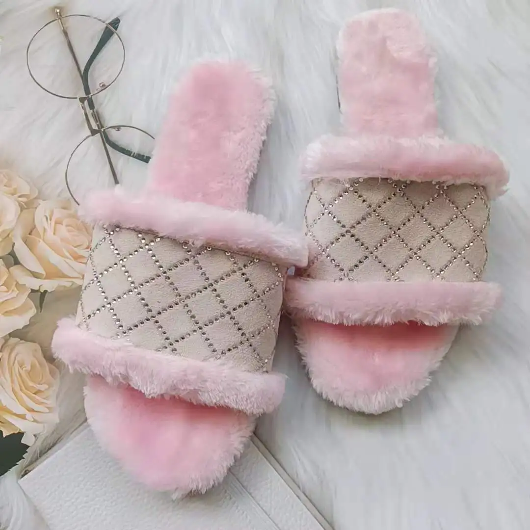 

Ladies autumn and winter essential plush cotton slippers home interior 2021 new fur slippers, Customized color