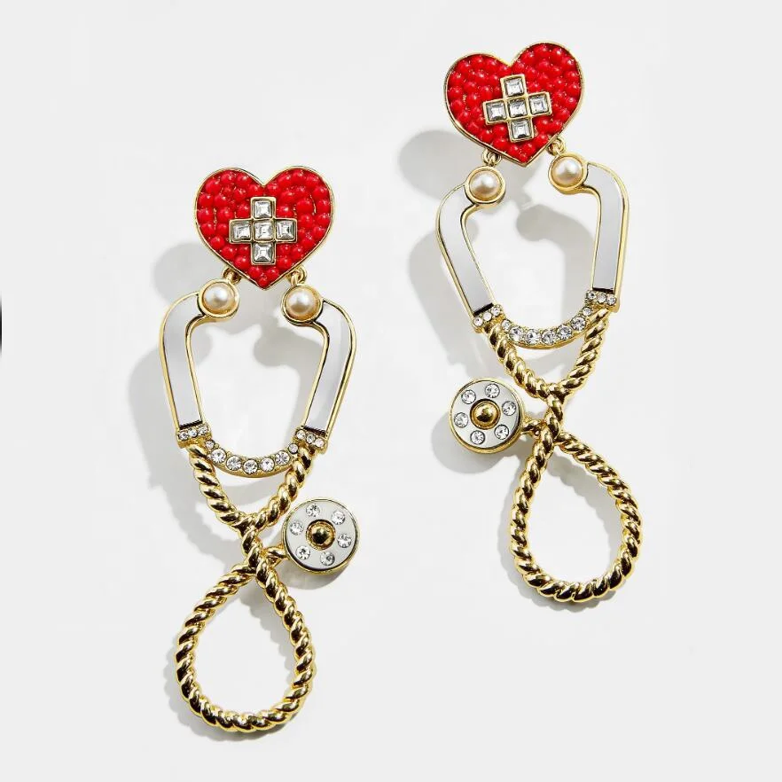 

2021 Fashion Jewelry Sparkling Rhinestone Heart Drop Earrings Hypoallergenic Small Crystal Enamel Gold Heart Shape Earrings, Many colors fyi