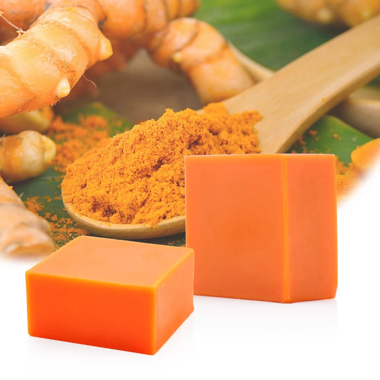 

In Stock 100g Natural Organic Bath Face Body Toilet Soap Bar Handmade Skin Whitening Ginger Tumeric Turmeric Soap, Yellow or customized