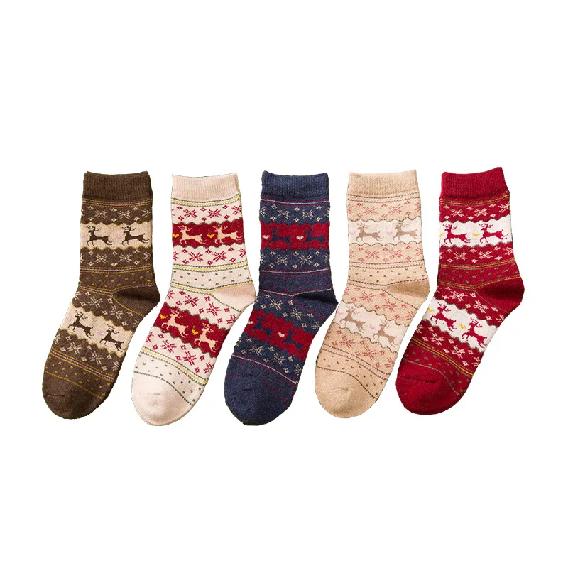 

XIANGHUI Warm stockings autumn and winter Christmas golden deer elk wool socks manufacturers, Pantone color