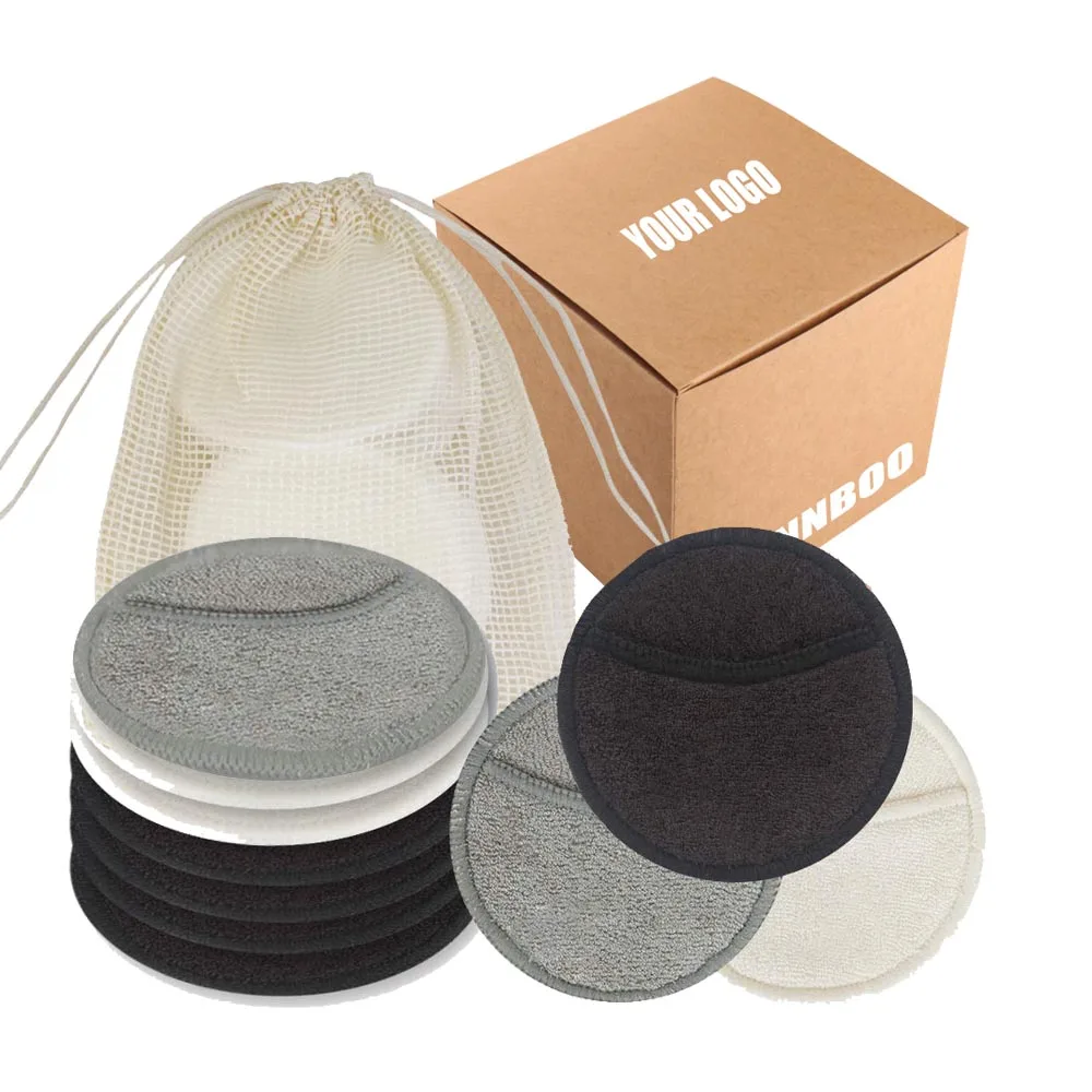 

Bamboo Round Cosmetic Makeup MakeUp Eco Friendly Organic Biodegradable Cotton Reusale bamboo Remover Pads Washable, Custom color