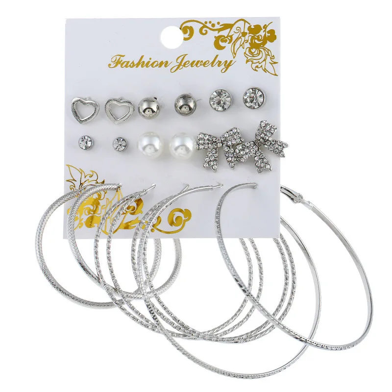 

Korean ladies earrings love diamonds alloy earrings earrings set