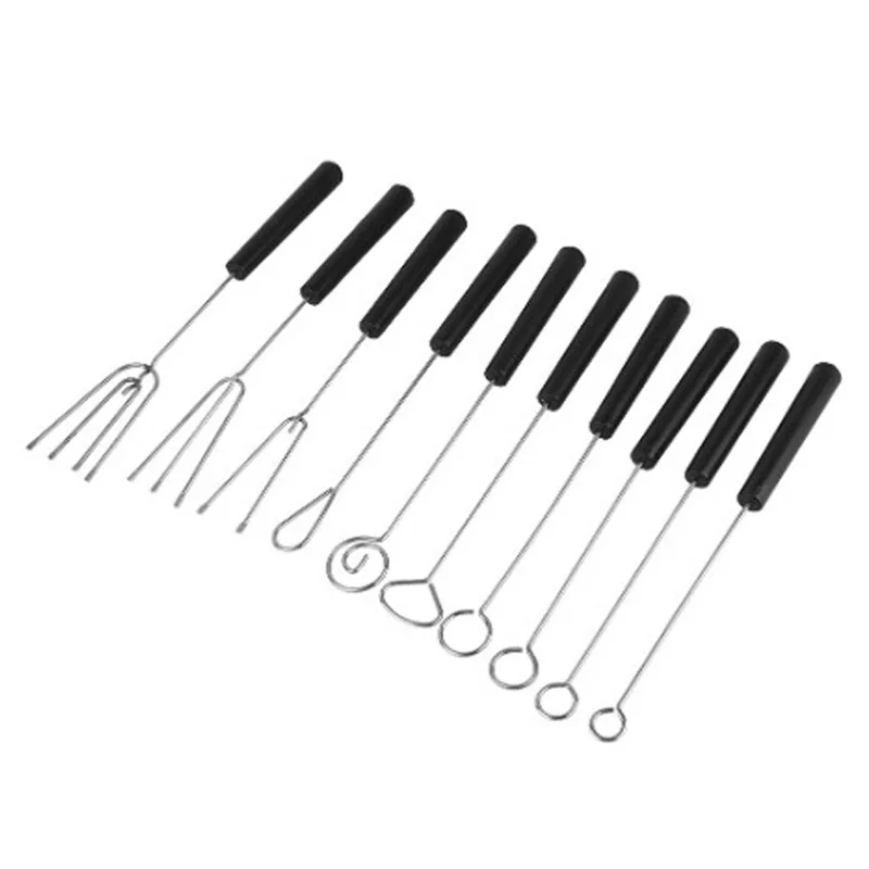 

2020 Hot Selling 10pcs Chocolate Dipping Fork Set for Baking Supplies Stainless Steel Fondue Forks DIY Decorating Cake Tools Set, Picture