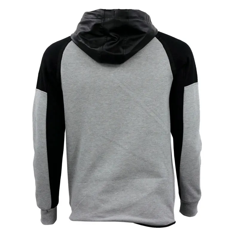 New Fashion Mens Clothing Leather Patch Embossing Fleece Pullover