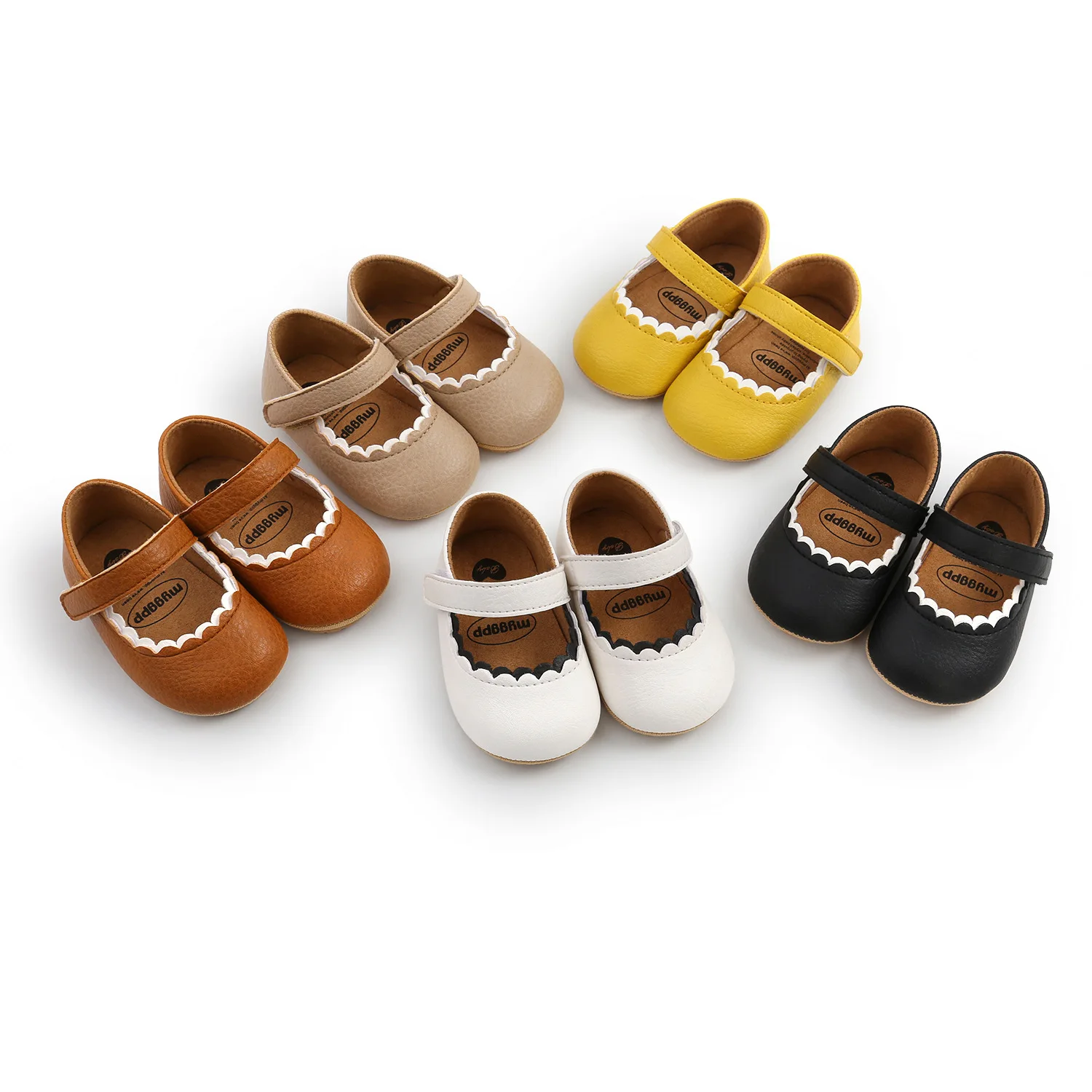 

6249 Toddler Baby PU Leather Infant Newborn Girl First Walkers Shoes Soft Soled Non-slip Footwear Princess Shoes