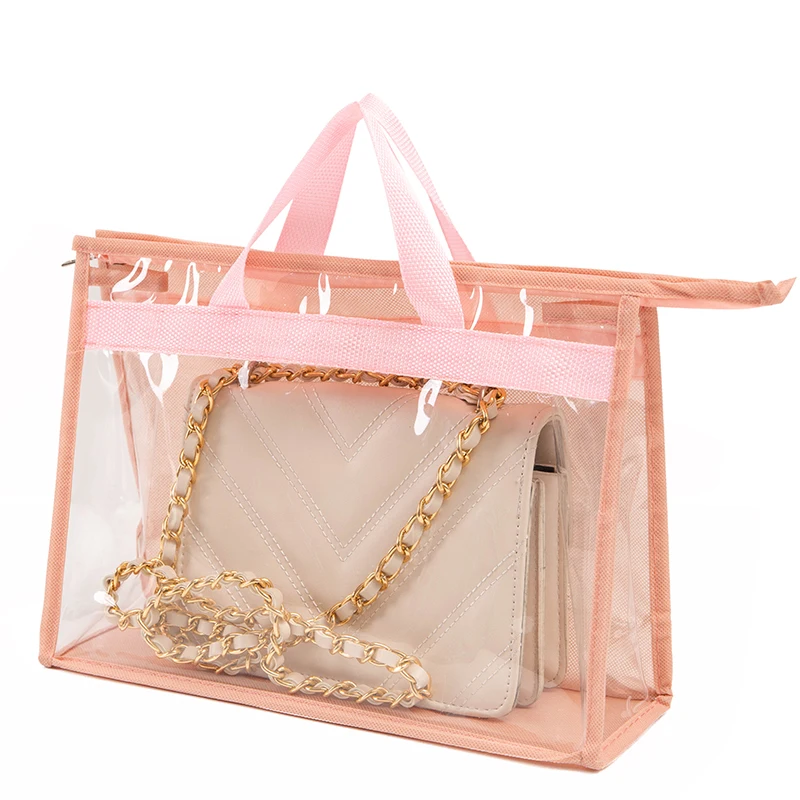 

The latest design of transparent high-end tote bag for ladies is waterproof and moistureproof, practical and durable L yards, Beige grey pink