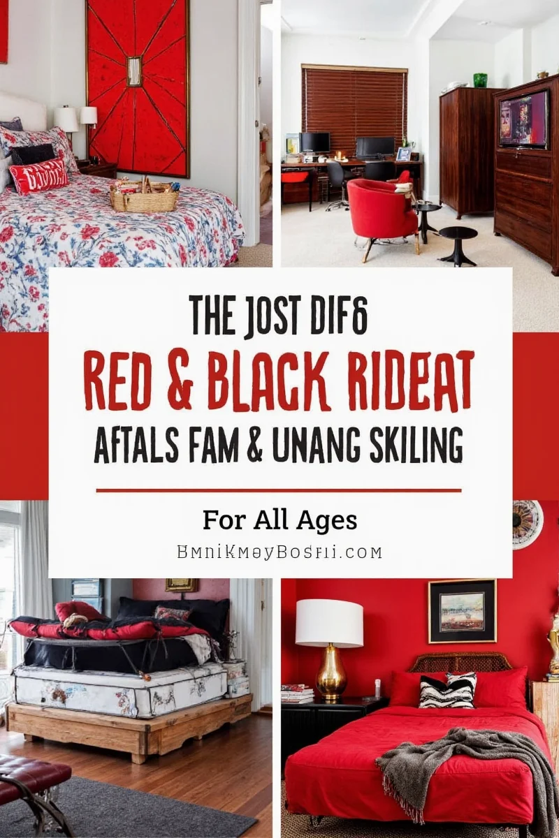 Kid-friendly red and black bedroom