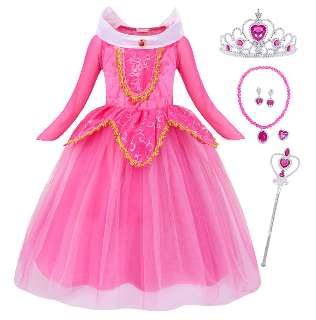 

Sleeping Beauty Princess Aurora Dress Long Sleeve Birthday Party Halloween Costume Kids Costumes