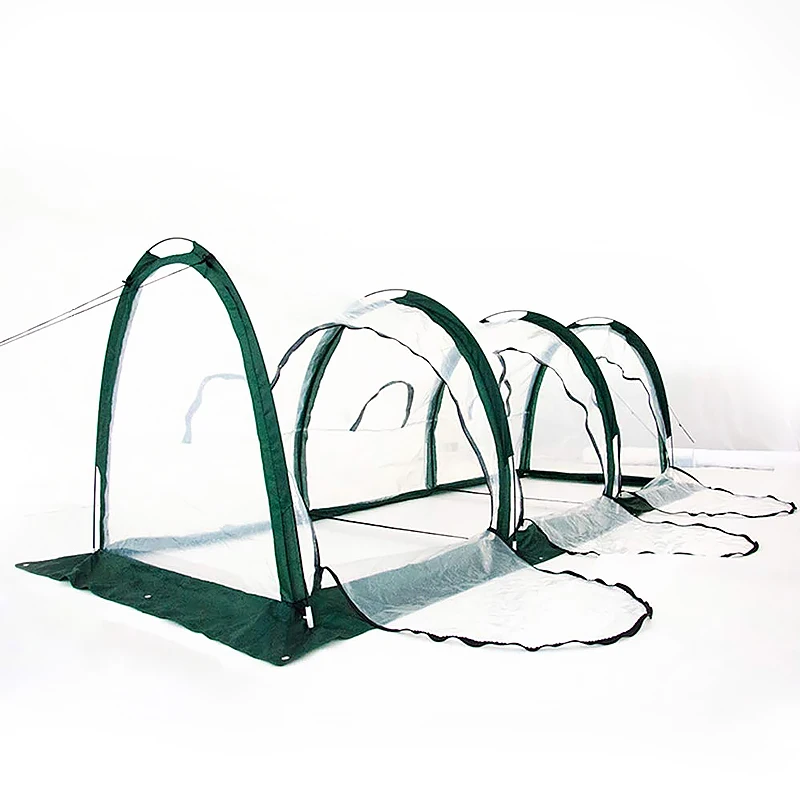 

3 Room Custom Small Gardening Greenhouses Eco-friendly Garden Cloche Tunnel Greenhouse for Home Plant Protective, Green