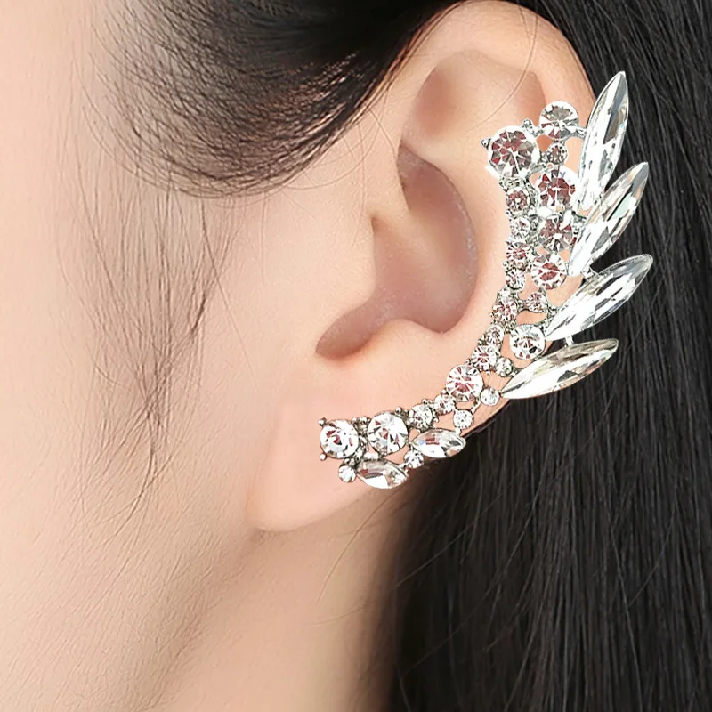 

Popular crystal ear cuff fashion unilateral diamond personality earring jewelry, Gold silver