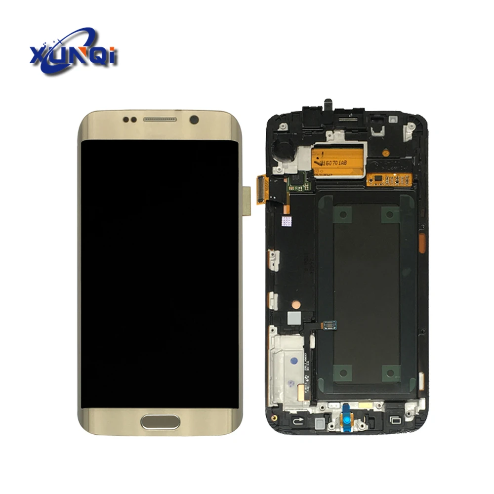 Replacement mobile phone lcds s6 edge plus gold with frame for samsung s6 edge plus lcd display touch screen