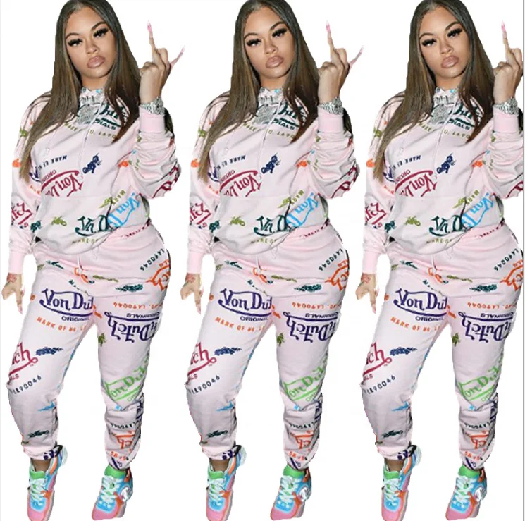 

Hot Selling 2020 Print Long Sleeve Shirt Women Clothing Fall Two Piece Sets