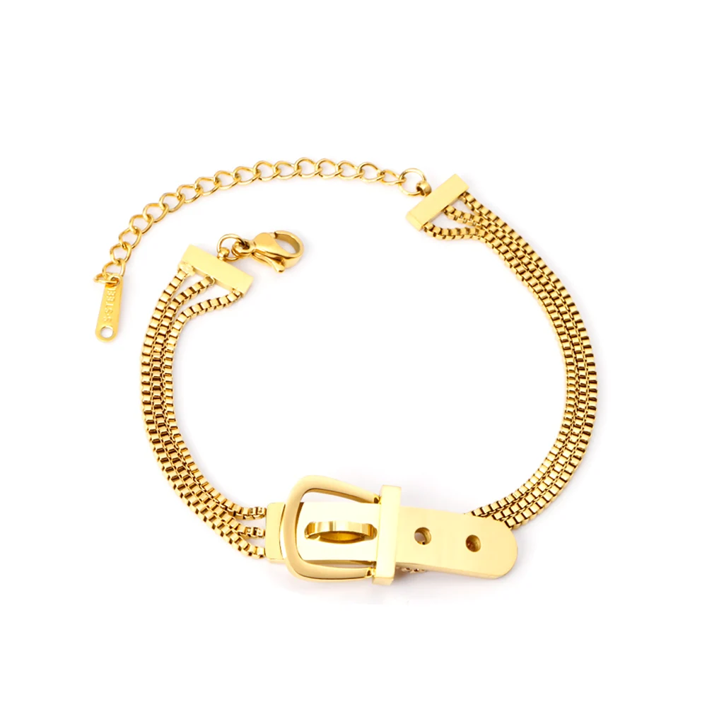 

Fashion Stainless Steel Belt Buckle Design Bracelet Bracelet, Gold/silver available