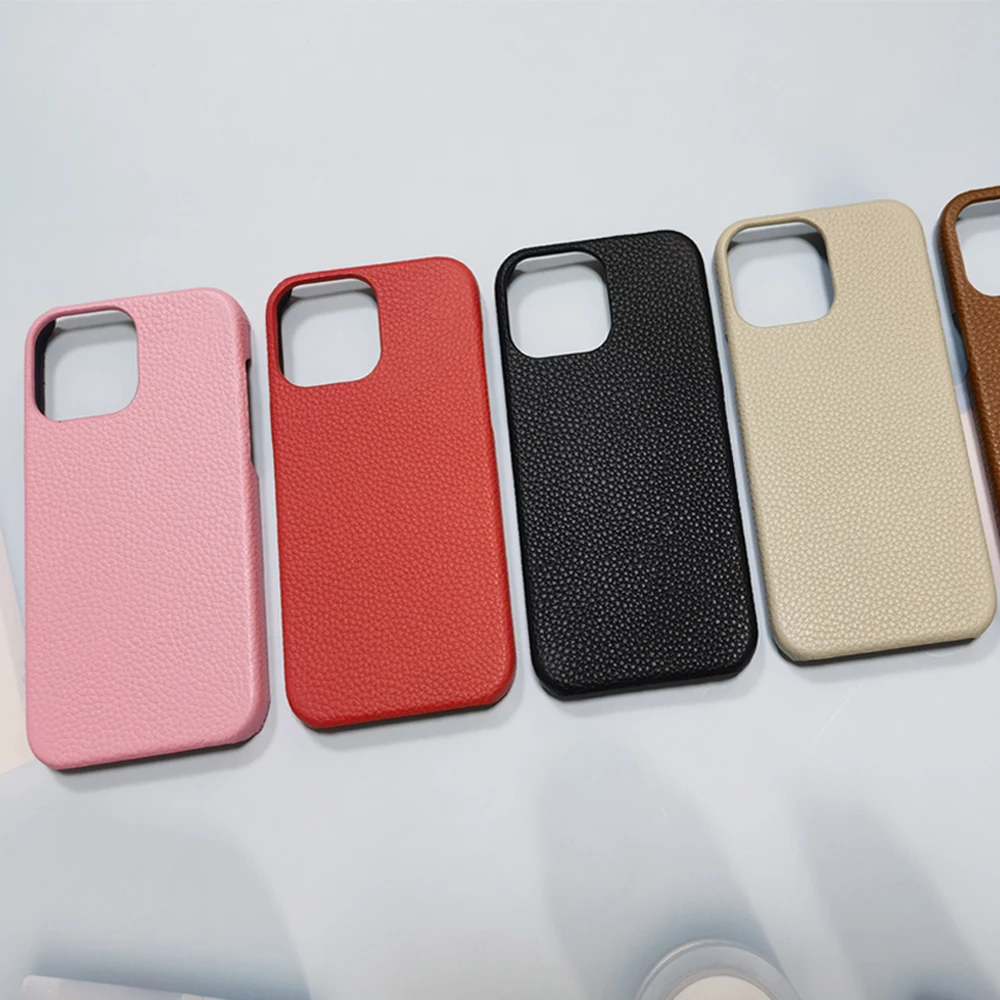 

Shenzhen for iphone 11/12/13 pro max series manufacturer customization cheap stickers pebble grain genuine leather mobile case