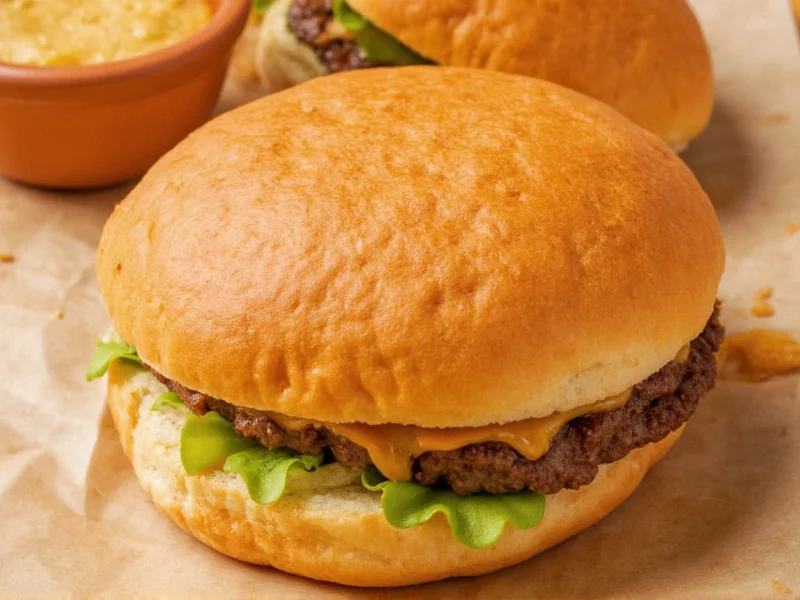 Homemade hamburger buns golden crust close-up