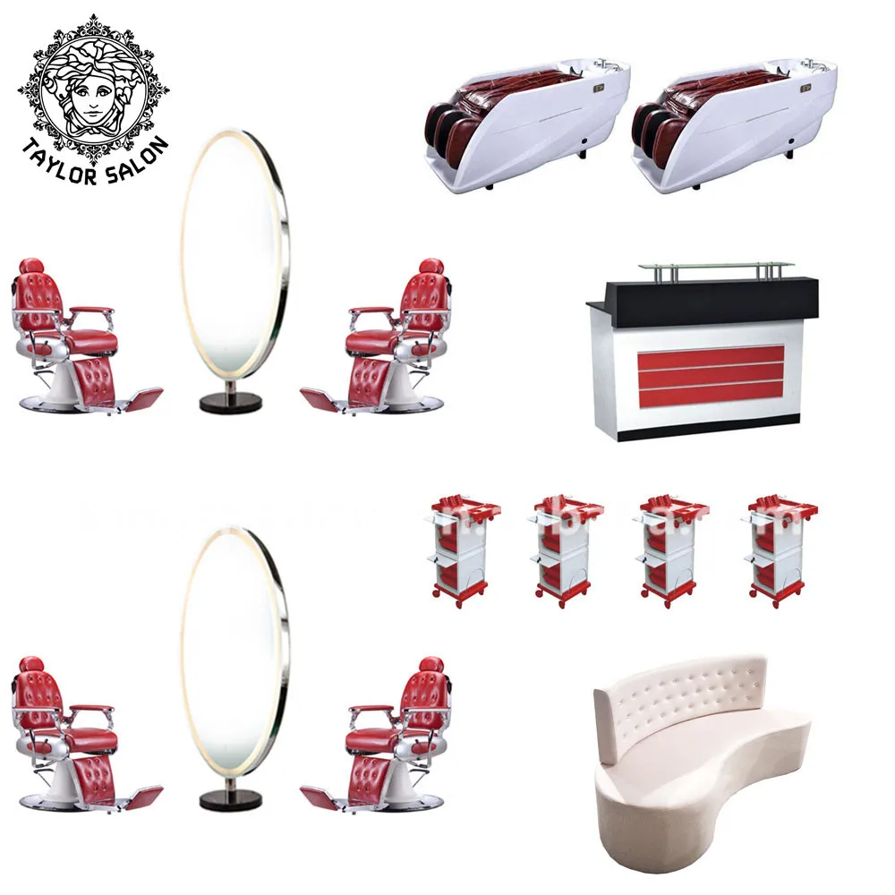 Antique Beauty Salon Black Reclining Hydraulic Barber Chair Vintage Salon Hair Shop Styling