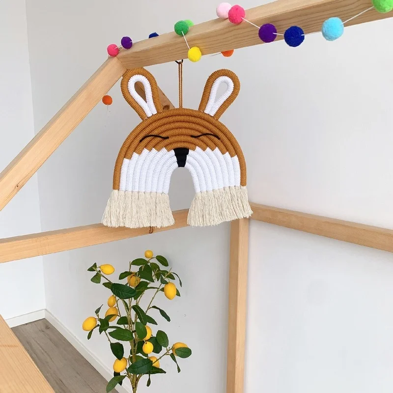 

Rainbow Deer Lion Pendant Ins Home Children's Room Decoration Hand-woven Cotton Rope