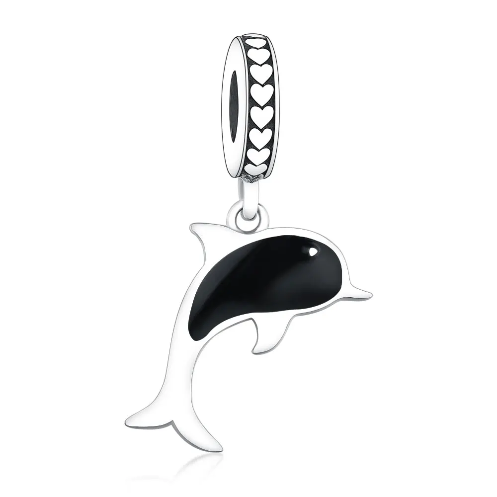 

Factory Outlet Wholesale 925 Sterling Silver Enamel Body Fish Pendant Beads Dolphin Charm For Jewelry Making