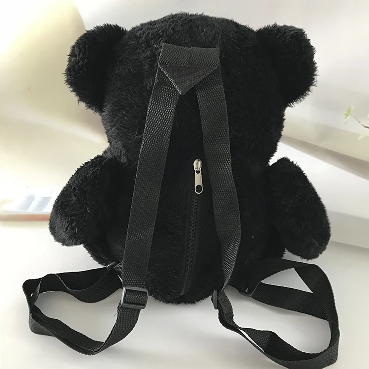 Black Bear Stuffed Animal Storage Bag Backpack Teddy Bear Plush Toy