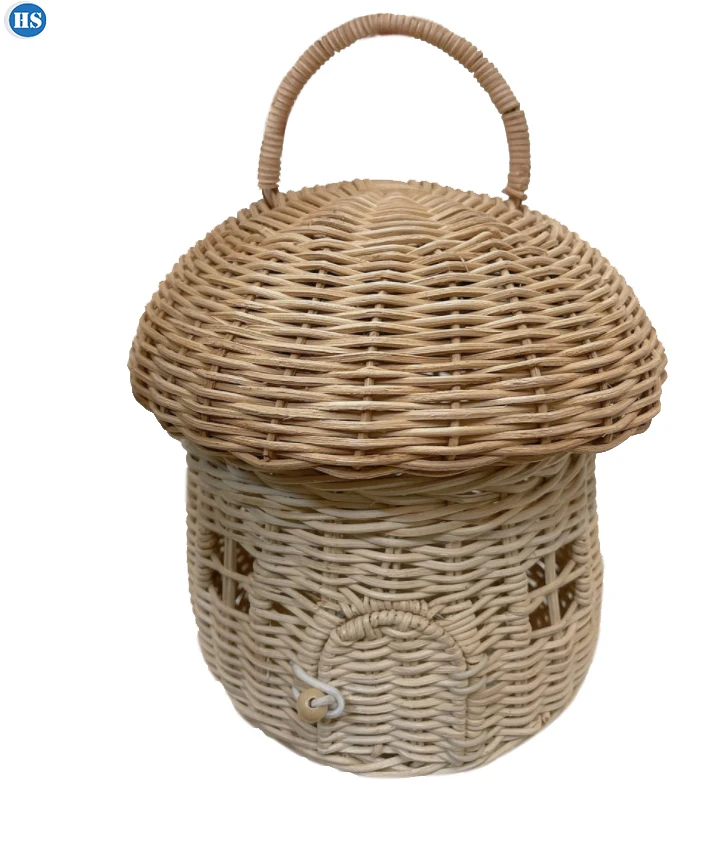 

Factory Dropshipping Rattan Mushroom-shaped Storage Basket Children's Room Decoration Baby Photo Shoot Props, Khaki