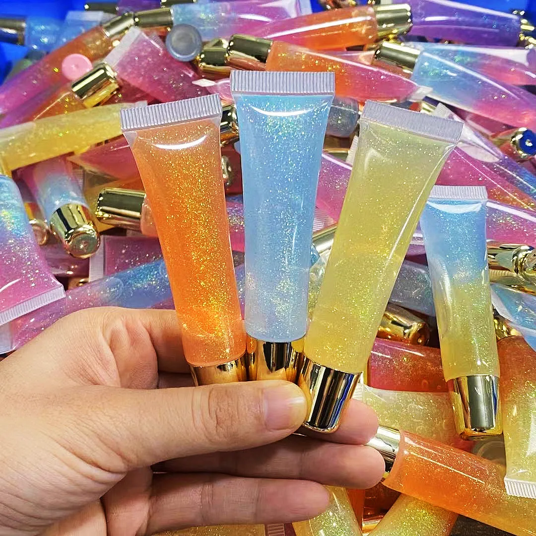

wholesale High Quality Custom No Labels Vegan Clear Gel Plumping Lip Gloss Private Label Kids Nude Base Fruit Flavor Lipgloss