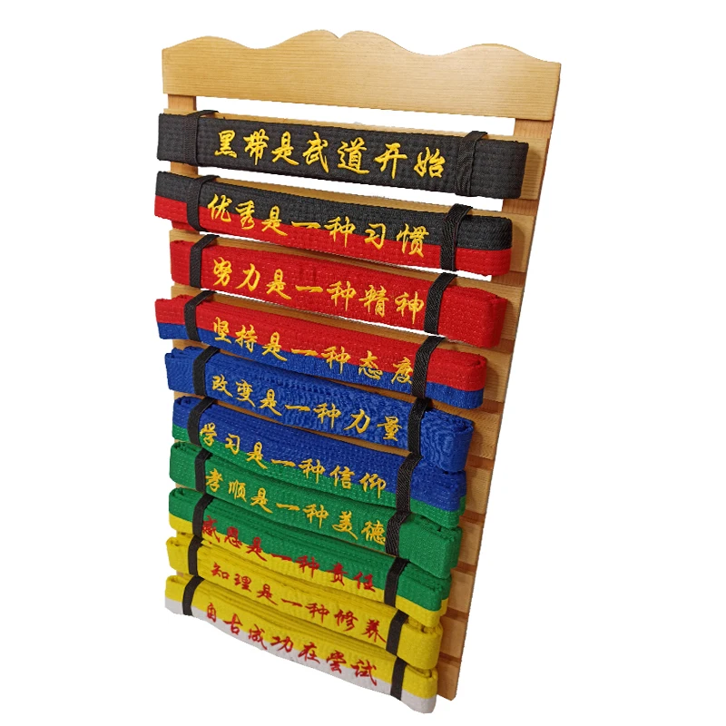 

10 Evel high quality wood martial arts taekwondo judo karate belt holder display rack