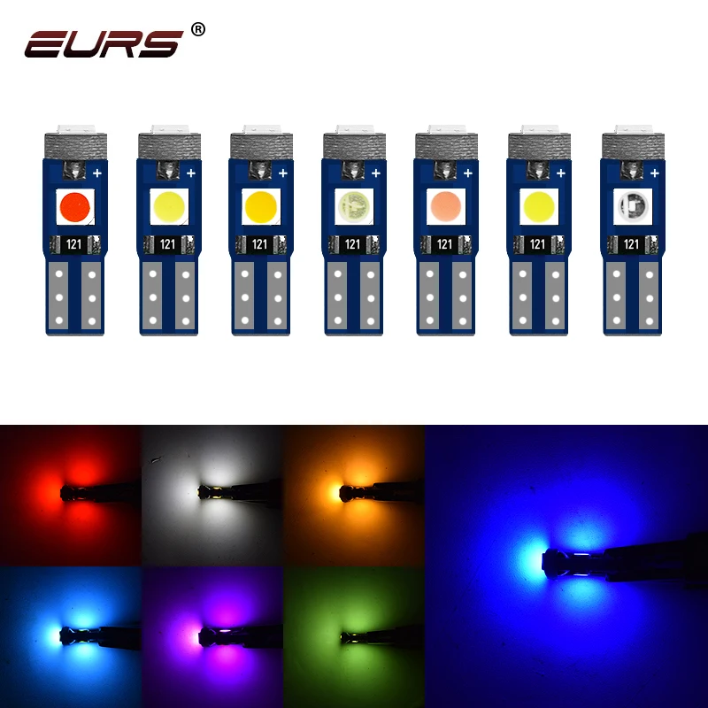 

T5 Led Bulb W3W W1.2W Led Canbus Car Interior Lights Dashboard Warming Indicator Wedge Auto Instrument Lamp 12V, White, red, yellow, blue, ice blue, green