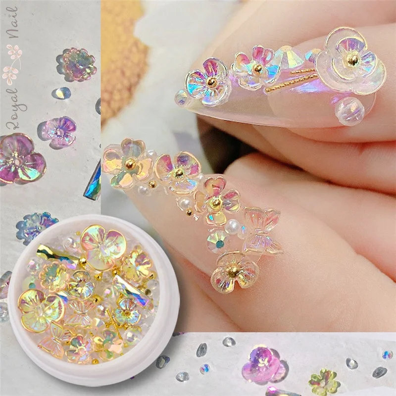 

Hot Sale Brilliance Nail Art Flower Butterfly Nail Decoration for Professional DIY Manicure, 6 colors