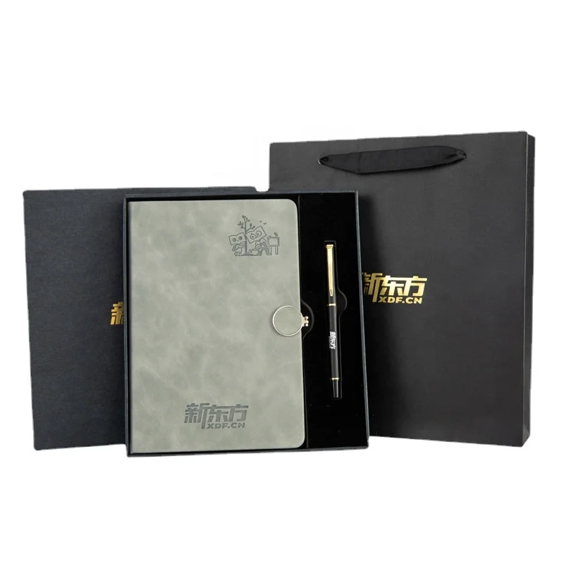 

Stock A5 Notebook Set with Pen Paper Bag and Gift Box Custom Logo Debossing/ Gold Foil Promotion Gift