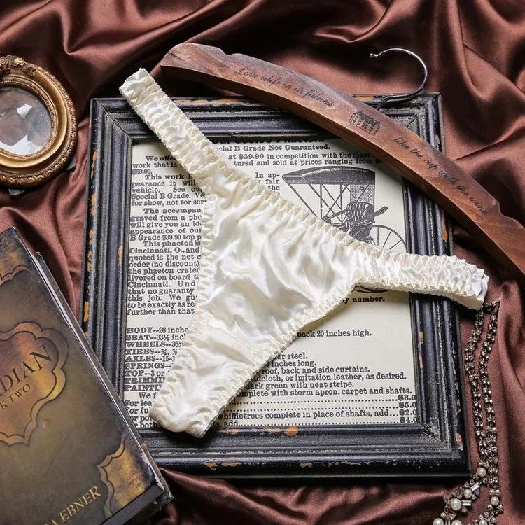 

Luxury 100% natural silk women's lace multicolored thongs String Bikini Panties Sexy Summer Beach Underwear, 6 colors