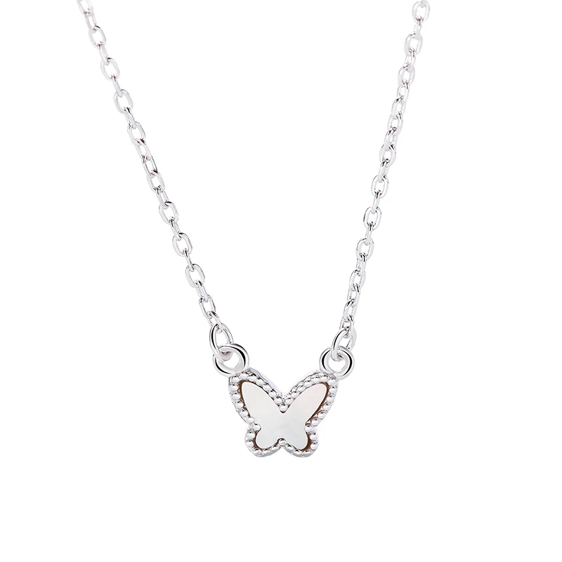 

s925 sterling silver shell stone pendant necklace fashion gold plated butterfly necklace women