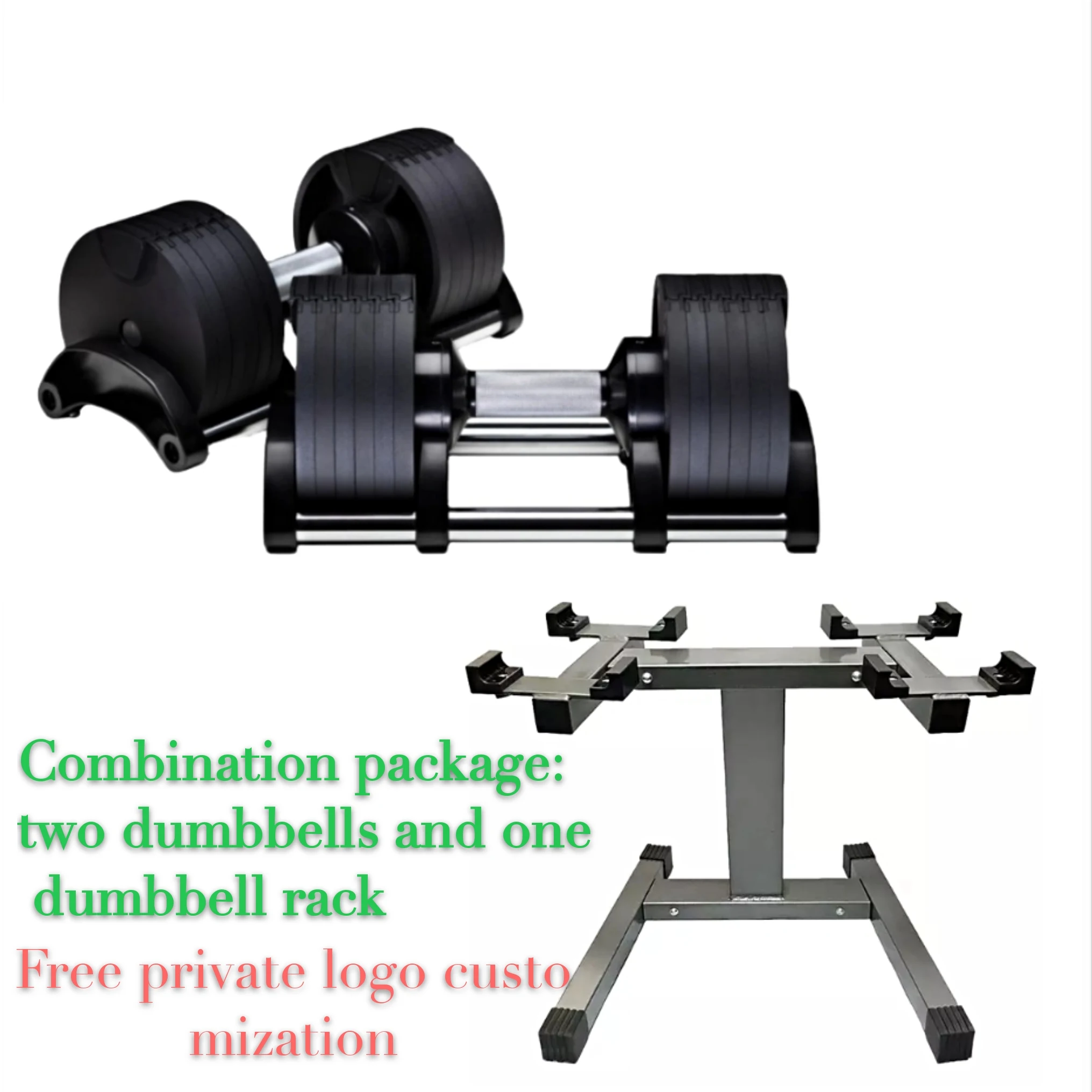 

Combination Package Two Adjustable Dumbbells Set And One Dumbbell Rack, Black