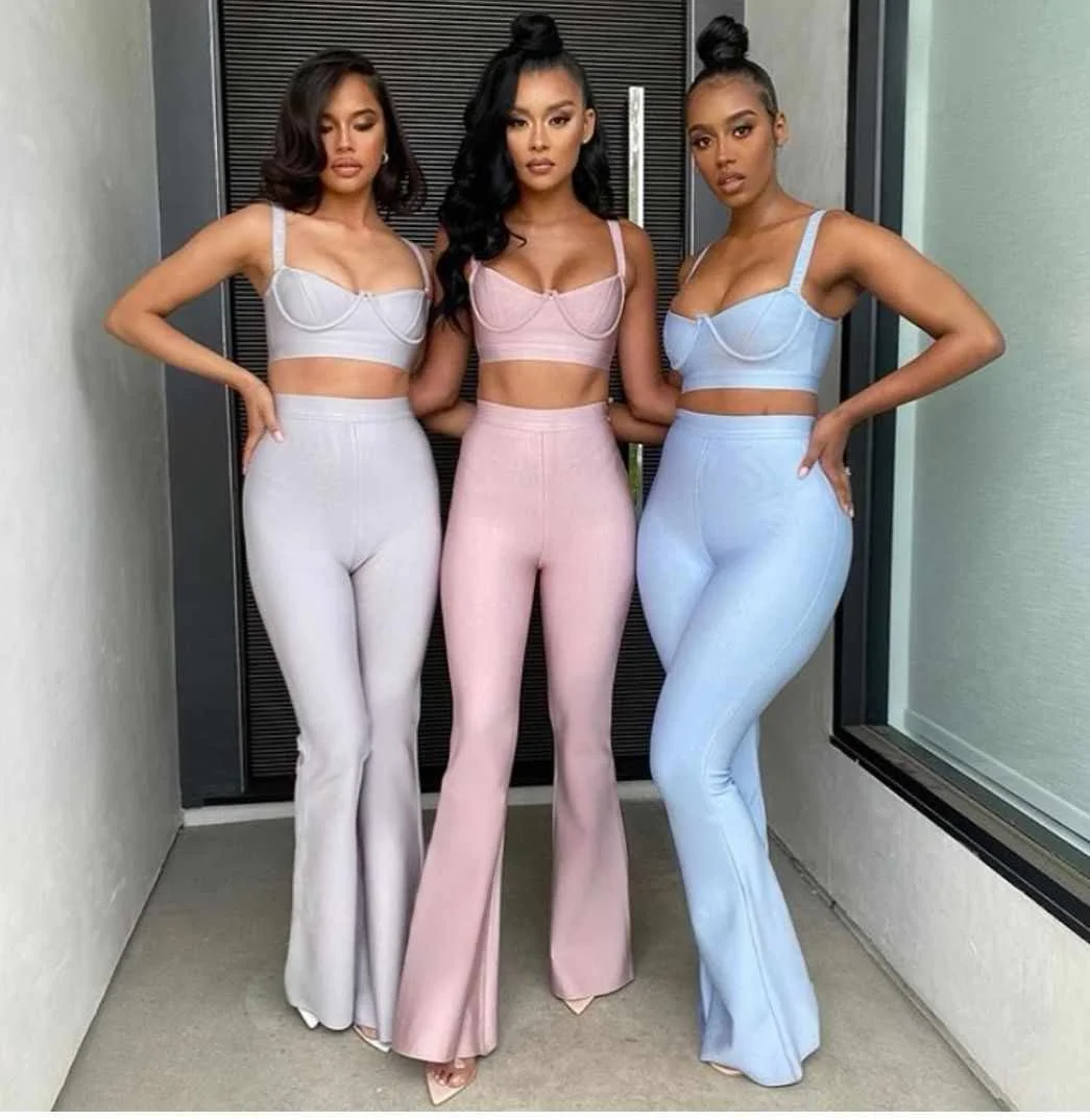 

2021 Cross-Border New Aliexpress Summer Women'S Sexy Wrapped Chest Sling High Waist Flared Pants Suit, Customized color