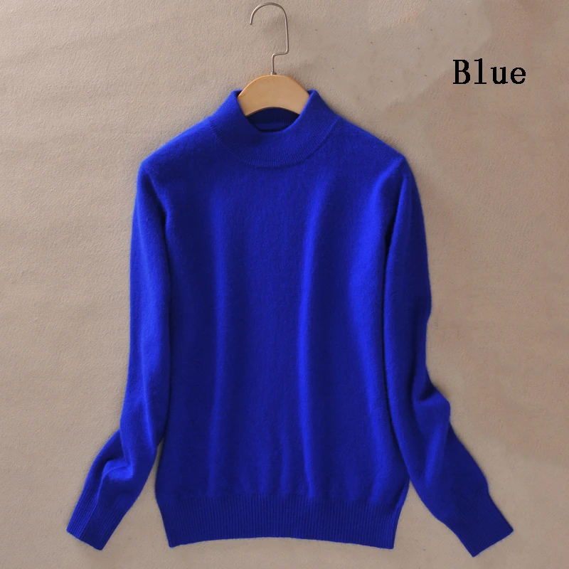 

New style wool pure cashmere sweater women's pullover long sleeve pullover women's semi-turtleneck soft blouse women's sweater p