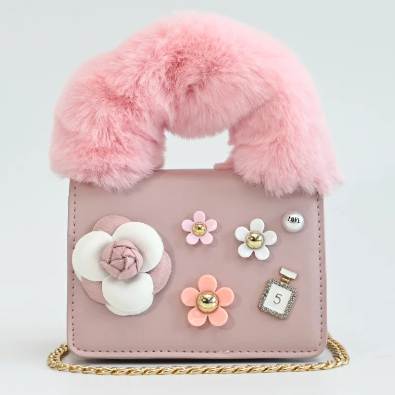 

2021 Cute Mini Handbag Square Fur Handle Hand Bag Ladies Designer Purse Furry Bags Small Purses Women Wholesale Handbags, Colorful