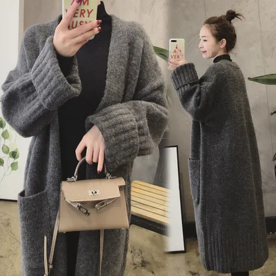 

Women's fashion winter autumn front open sweater cardigan long knitted coat ladies for wholesale F222-1, Picture