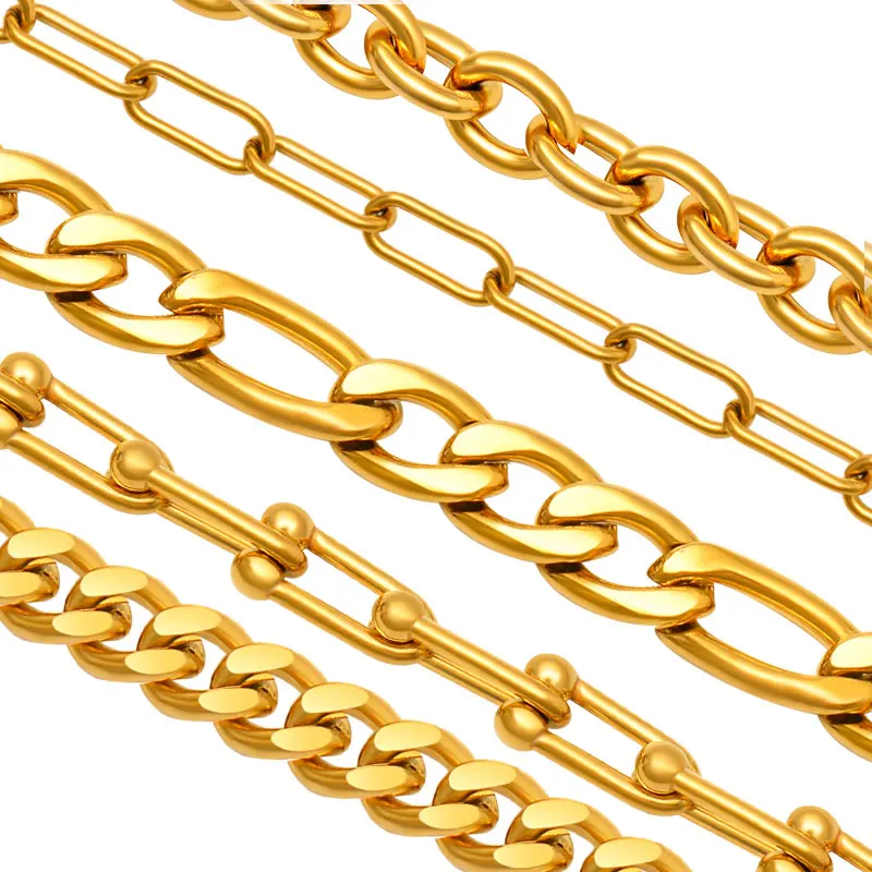 

women men necklace rope hip pop style 18k gold plated custom length cuban stainless steel men necklace