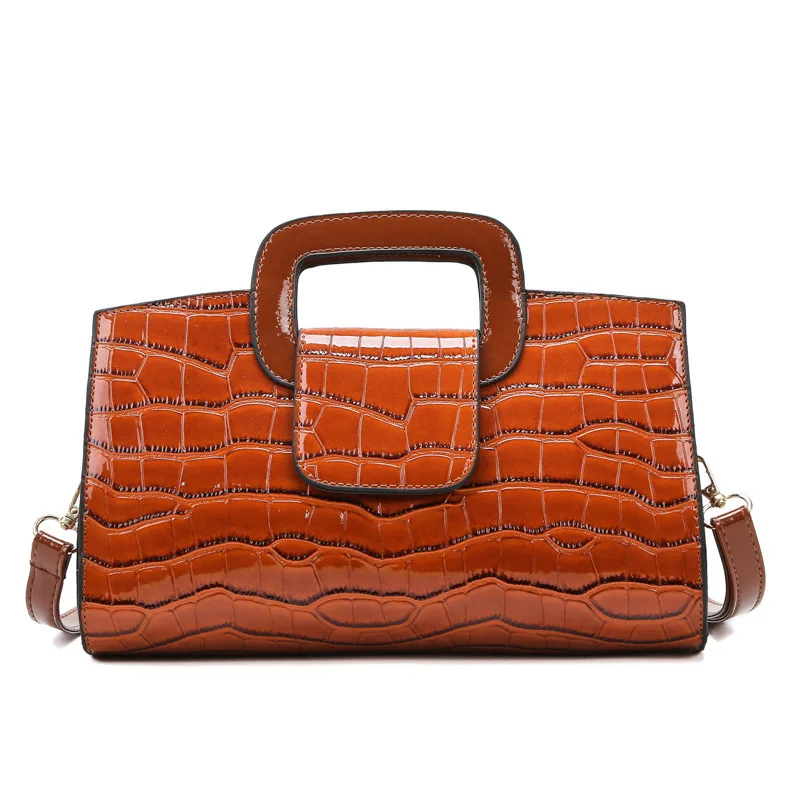 

Retro fashion crocodile pattern double closing safe cross body women hand bags