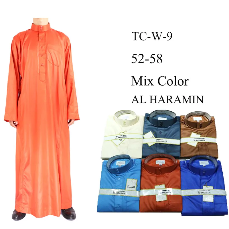 

Shiny velvet made haramain brand Muslim thobes for African, Mix color
