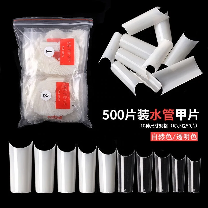 

2021 500pcs Half Full Cover False French Short Square Nail Tips For Nail Supplier, Clear,natural