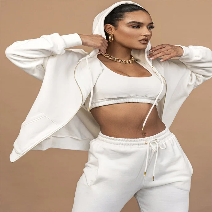 

High quality custom logo joggers 2 piece crop top two piece pants set comfy cotton workout womens 2021 2 piece set