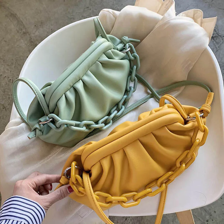 

Luxury Designer New Acrylic chain Women Day Clutch Bag Pleated Dumpling Shoulder Messenger Bag womens bags, Customized color