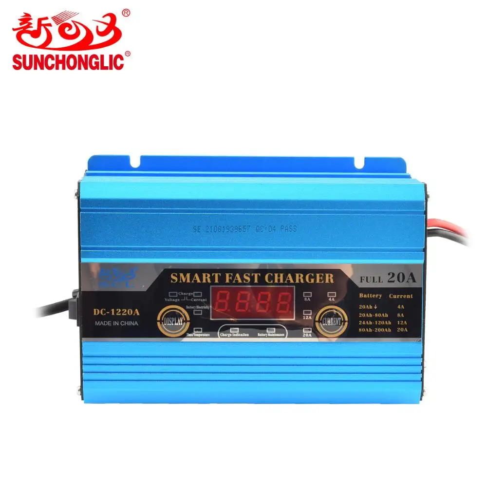 

Sunchonglic 12V 20A 200ah automatic digital dispaly lead acid battery charger car battery charger