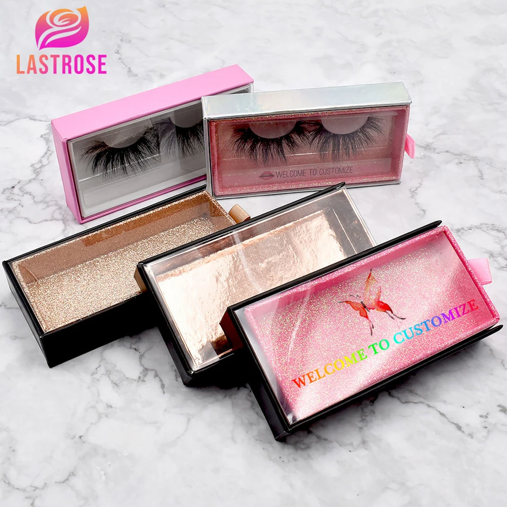 

2021 New Eyelash Packaging Holographic Eyelash Bags Custom Logo Accept Mink Lash Box Empty Packaging Box And Mink eyelashes, Natural black
