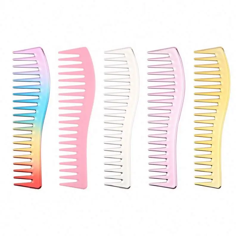 

Hair salon Bend the comb Electroplating process detangler hair pick Big wide tooth comb for salon