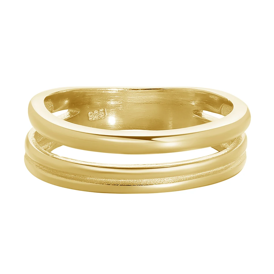 

Forewe Fashion Jewelry 925 Sterling Silver Custom Ring Gold Plated Layered Stackable Ring Gold Paragon Ring