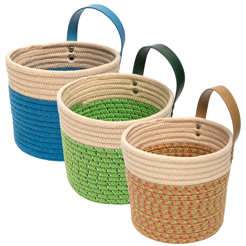 

China Suppliers Cotton Rope Basket Storage Toy Storage Organizer Woven Basket With Lid, Customized color accepted