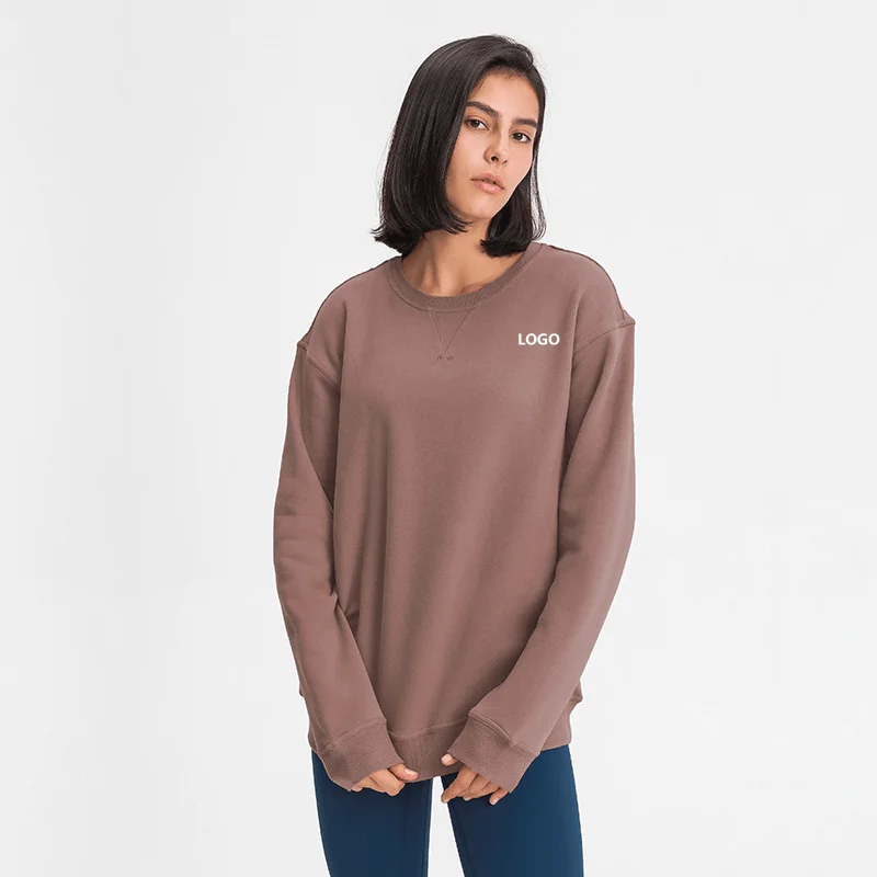 

2021 Cozy Outdoor Sport Long Sleeve Sweatshirts Women Relaxed Fit Hip Length Leisure Fitness Gym Pullover Workout Top