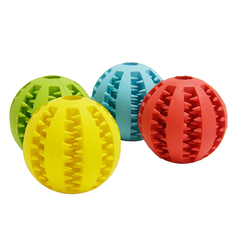 

2021 hot selling Rubber clean tooth leakage ball Aggressive Chewers Durable Soft Food Treat Feeder new Dog Chew Toys, Red, yellow, blue, green