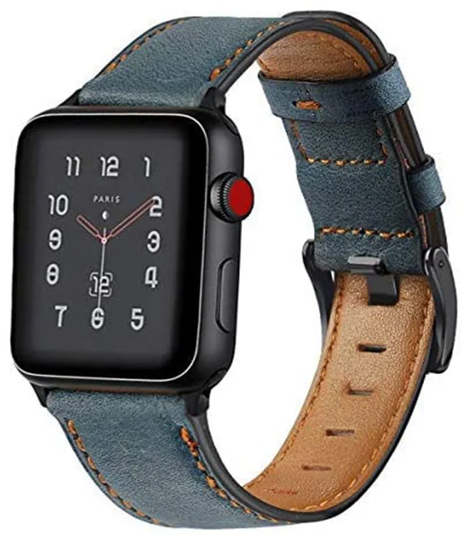 

Suitable for Apple Watch retro leather metal buckle strap for Iwatch2/3/4/5 generation casual fashion strap, 7 colors